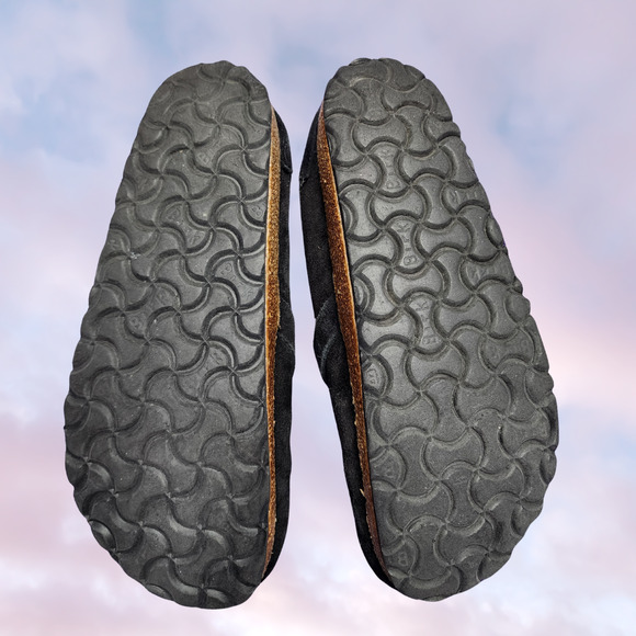 Birkenstock Buckley Black Suede Fuzzy Warm Buckle Slide On Clog Mule Loafer Sz 6 - Picture 5 of 6